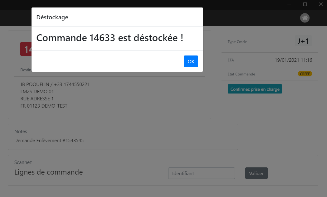 Sortie de stock